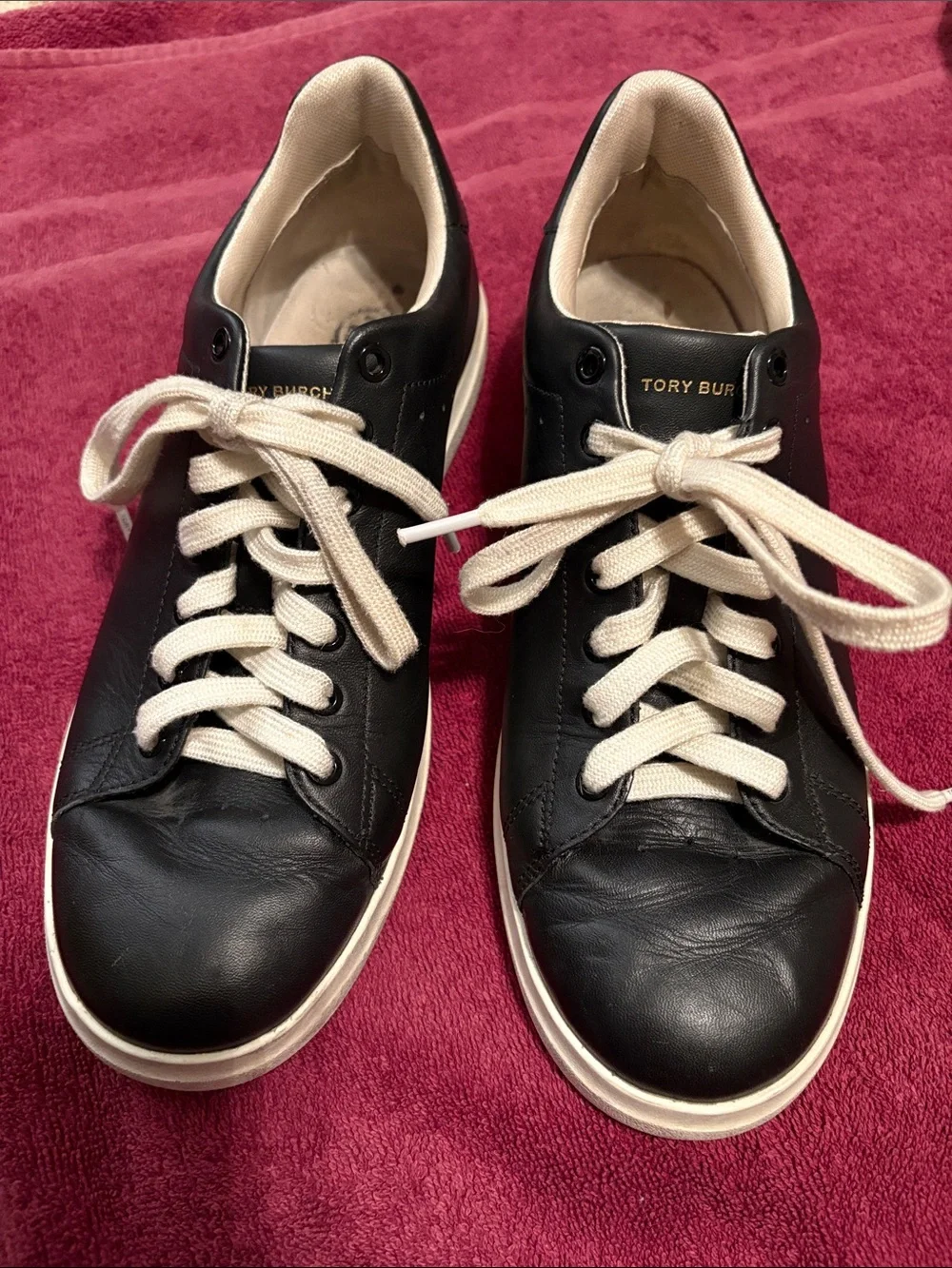Tory Burch Howell Court Black Leather Low-Top Sneakers
